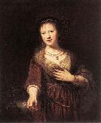 Rembrandt van rijn Portrait of Saskia with a Flower oil painting on canvas